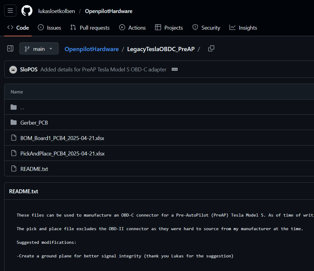 OpenPilot Tesla Pre-AP GitHub Repository